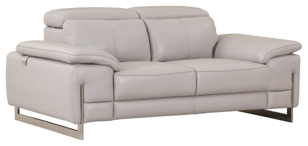 Tasteful Light Grey Genuine Italian Leather Loveseat   Contemporary   Loveseats   by HomeRoots  Houzz