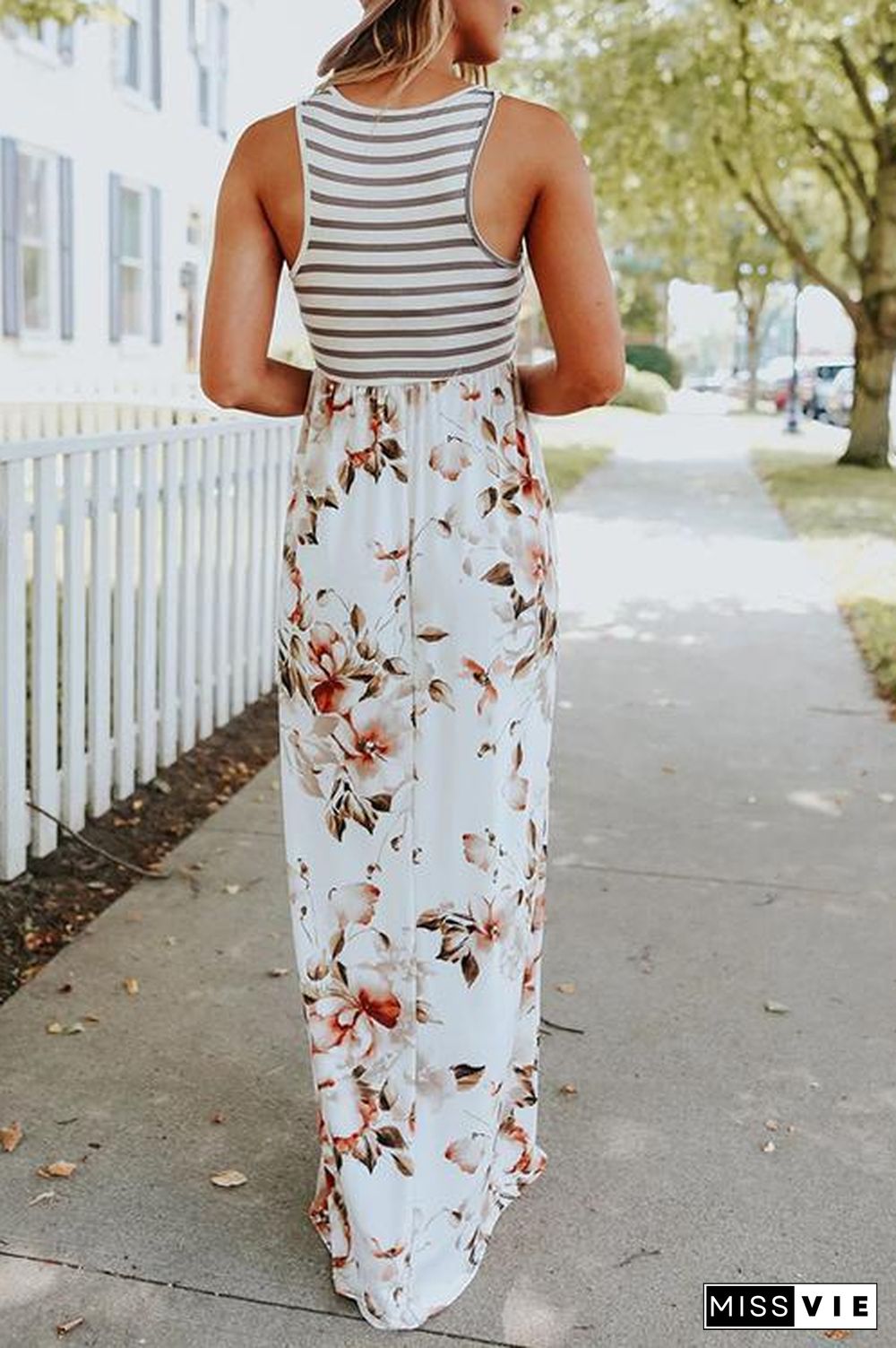 Floral Print Pocket Sleeveless Maxi Dress