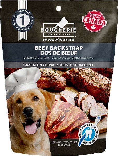 Boucherie Beef Backstrap Dog Treats， 11-oz bag