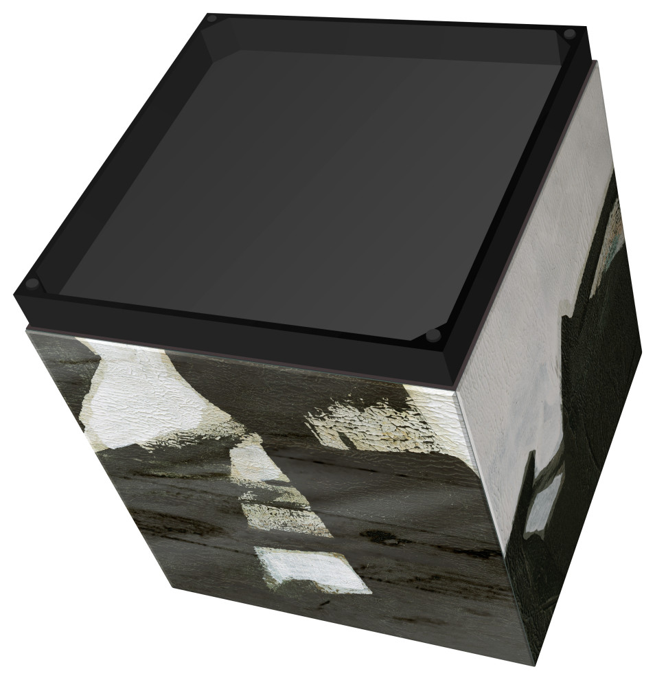 quotOde an Kline I quotReverse Printed Art Glass Side Table with Black Plinth Base   Contemporary   Side Tables And End Tables   by Empire Art Direct  Houzz