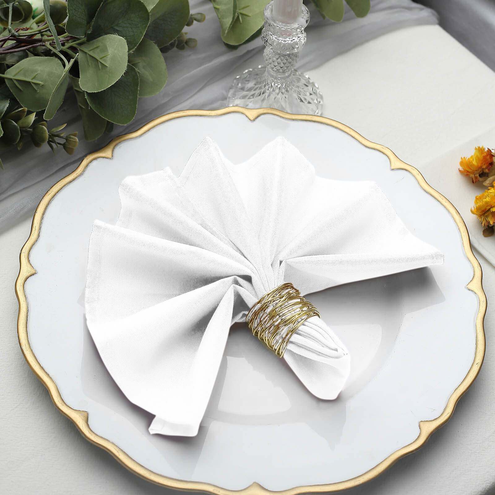 5 Pack White Cloth Napkins with Hemmed Edges, Reusable Polyester Dinner Linen Napkins - 17