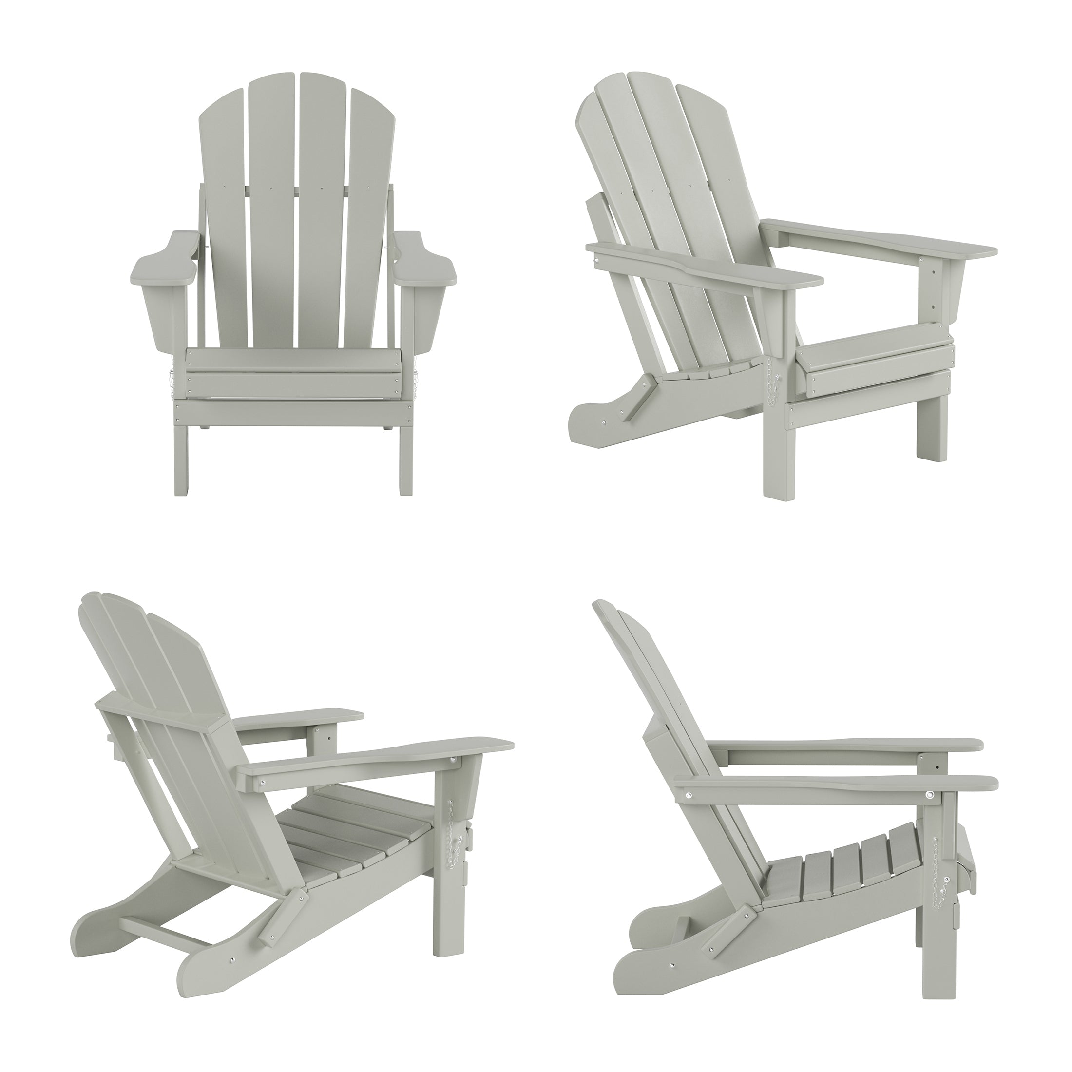 WestinTrends Outdoor Adirondack Chair, Plastic Fire Pit Chair, Weather Resistant Folding Patio Lawn Chair for Outside Deck Garden Backyard Balcony, Sand,Gray