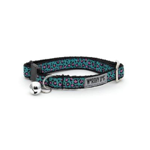 The Worthy Dog Cheetah Teal Cat Collar