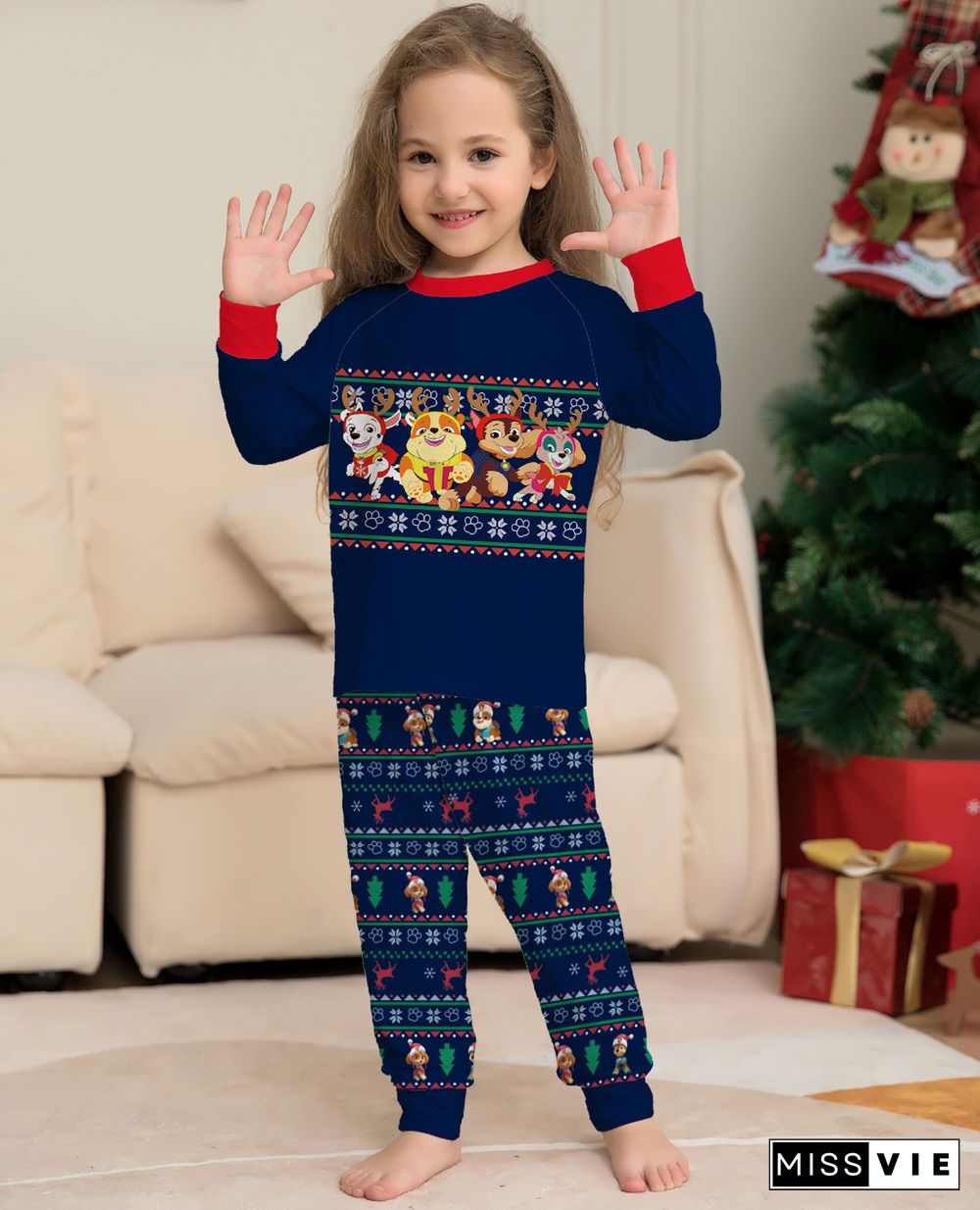 Christmas Pattern Two-Piece Parent-Child Family Suit