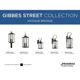 Progress Lighting Gibbes Street 7 in. 2-Light Antique Bronze Clear Beveled Glass New Traditional Outdoor Medium Wall Lantern Light P560022-020