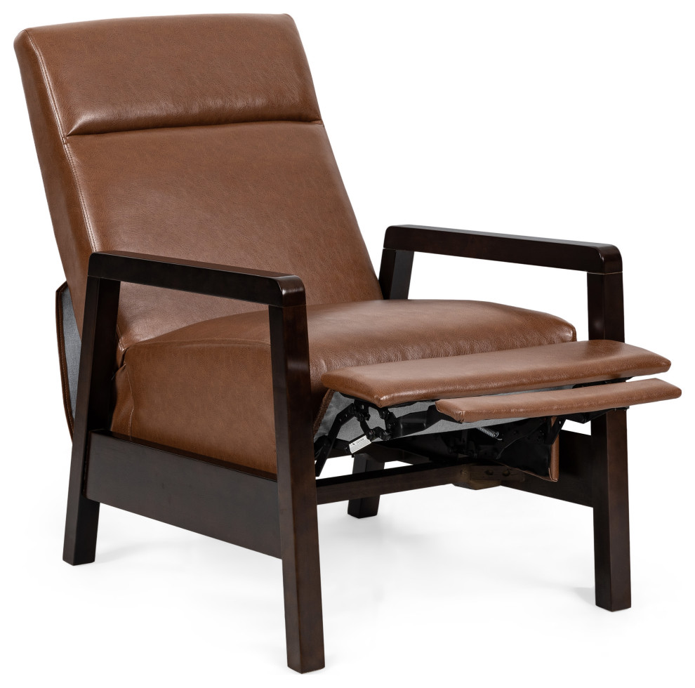 Miramichie Mid Century Modern Faux Leather Recliner   Transitional   Recliner Chairs   by GDFStudio  Houzz