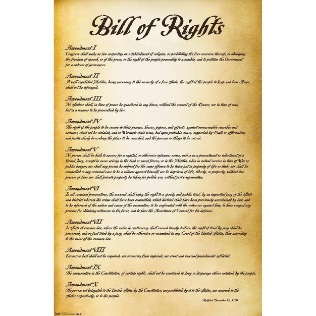 X 22 quot Premium Poster The United States Of America Bill Of Rights Trends International