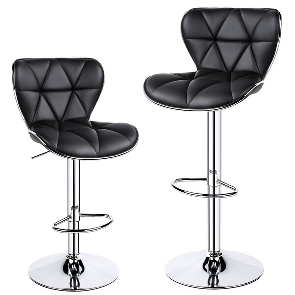 Yaheetech 2pcs Adjustable Chair Bar PU Leather Swivel Bar Stools