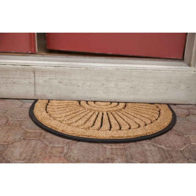 X 2 x27 5 quot Shell Half circle Indoor outdoor Recycled Rubber coir Doormat Natural black Entryways