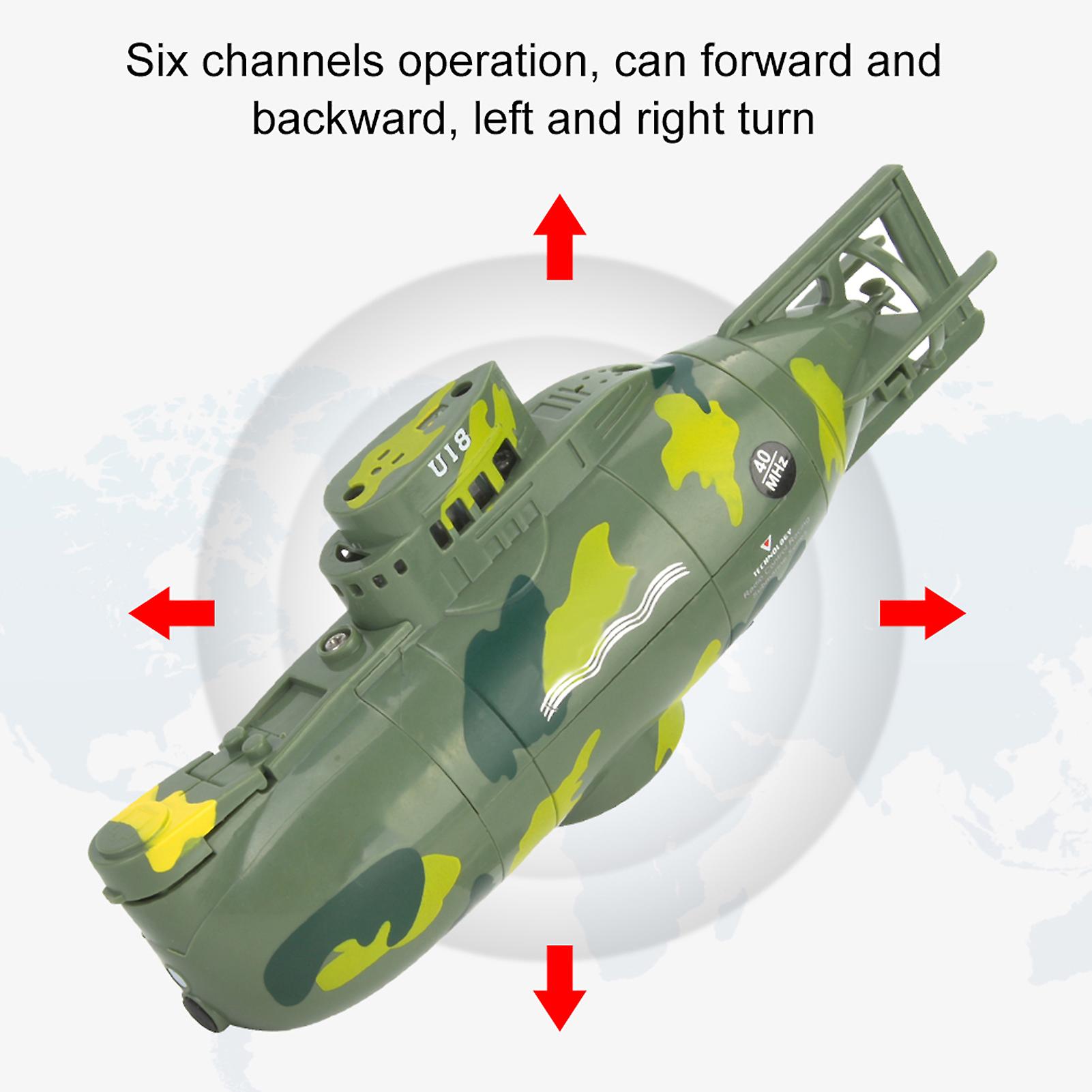 Mini Simulation Military Remote Control 6 Channel Submarine Toy Model (green)