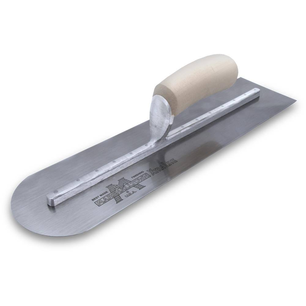 MARSHALLTOWN 20 in. x 5 in. Finishing Trl-Round Front End Curved Wood Handle Trowel MXS205RE