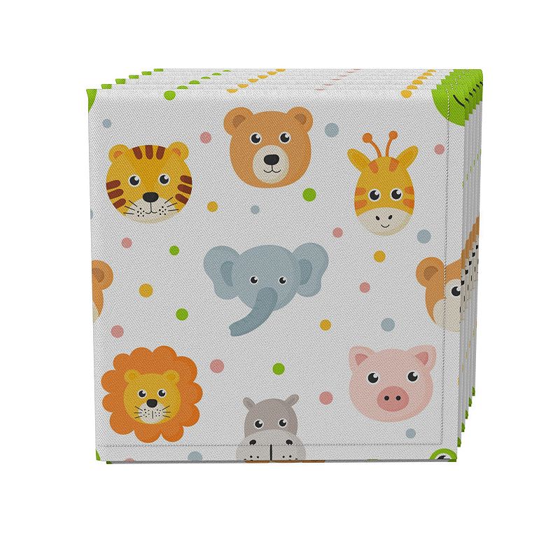 Napkin Set of 4， 100% Cotton， 20x20， Cheerful Animal icons