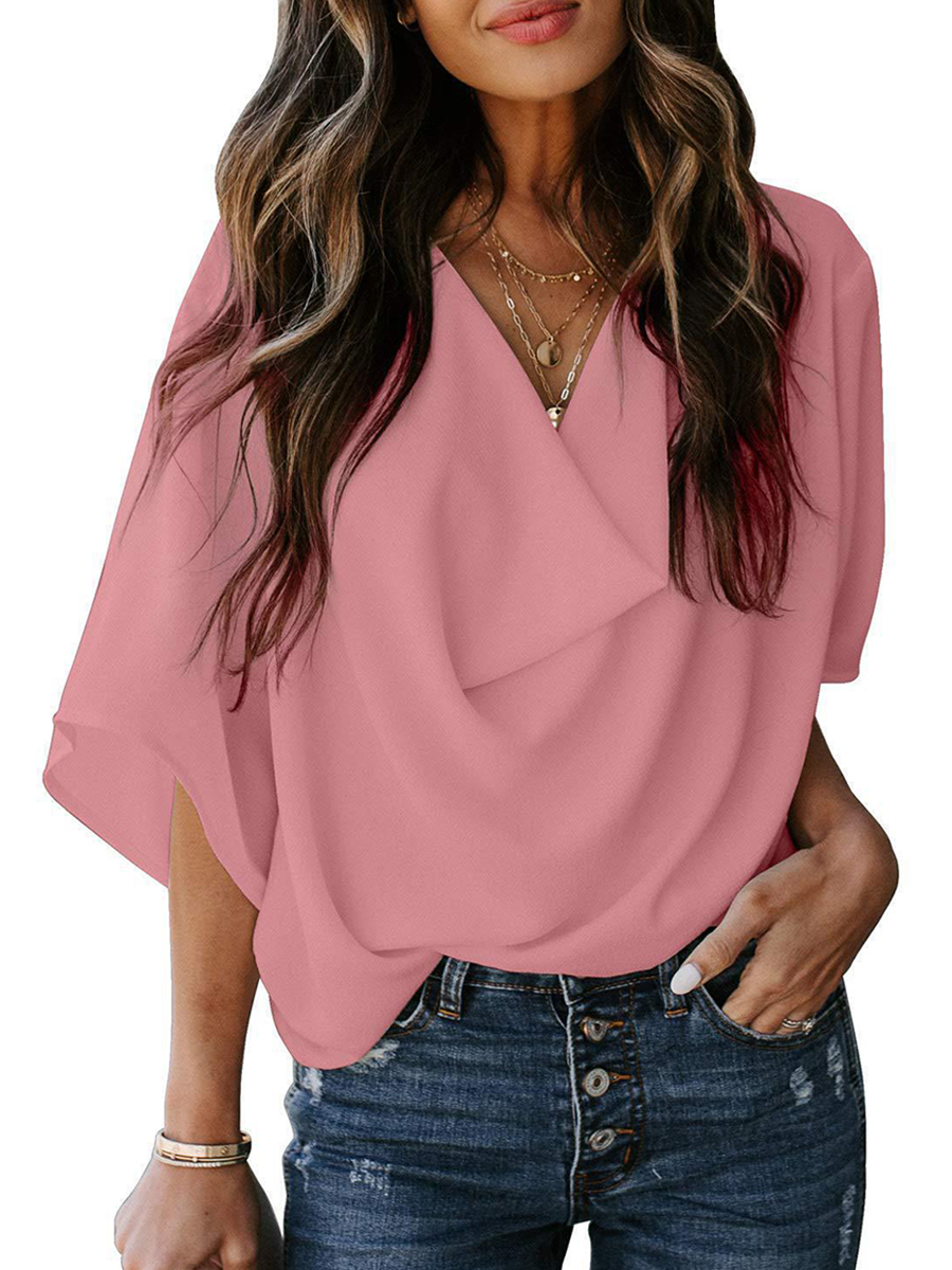 Chiffon Loose V-neck Casual Blouse