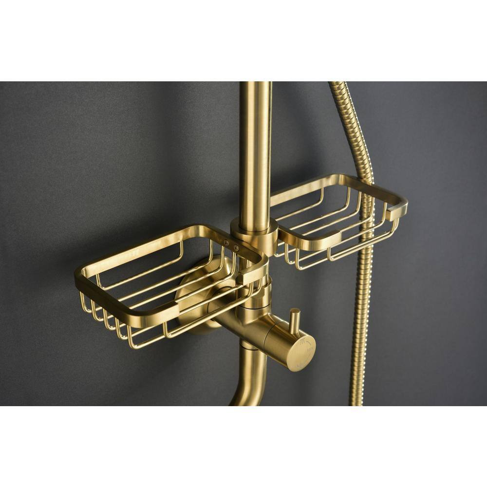 Lukvuzo 4-Spray Multifunction Deluxe Wall Shower System with Adjustable Slide Bar and Soap Dish in Gold HSSA08FS001