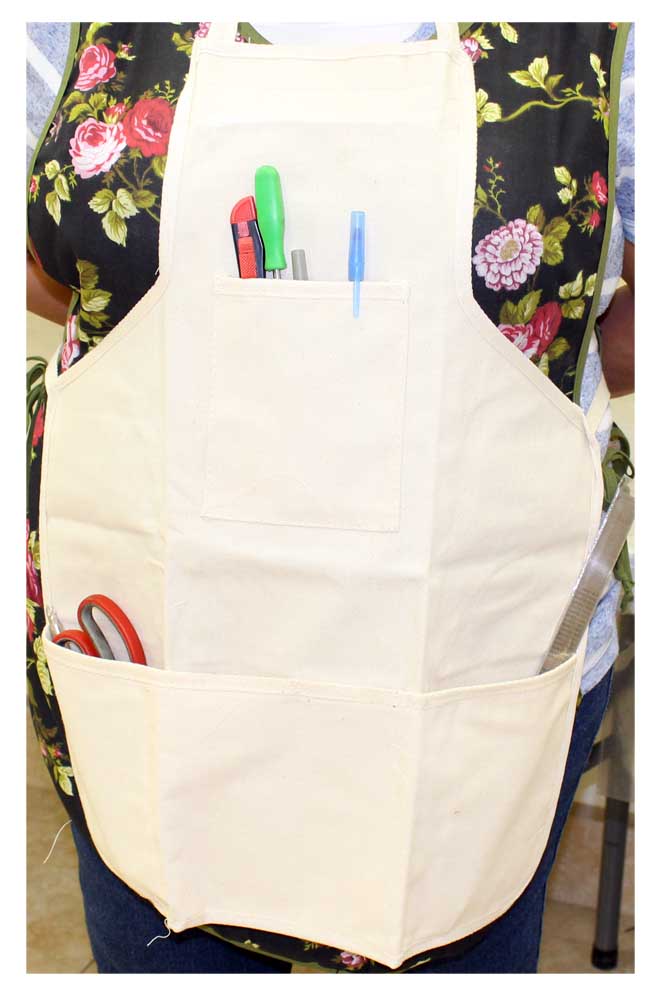 Bib Style Cotton Canvas Shop Apron - 3 Pockets (ToolUSA: AP-61015)