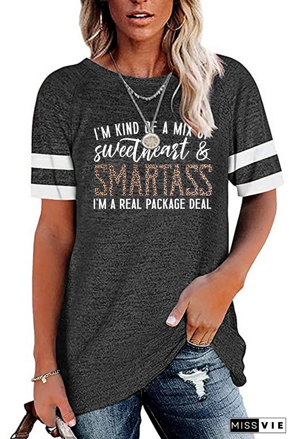 Sweetheart & Smartass Leopard Graphic Tee Wholesale