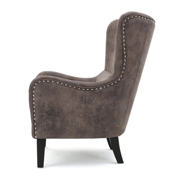 Lorenzo Microfiber Wingback Club Chair by Christopher Knight Home