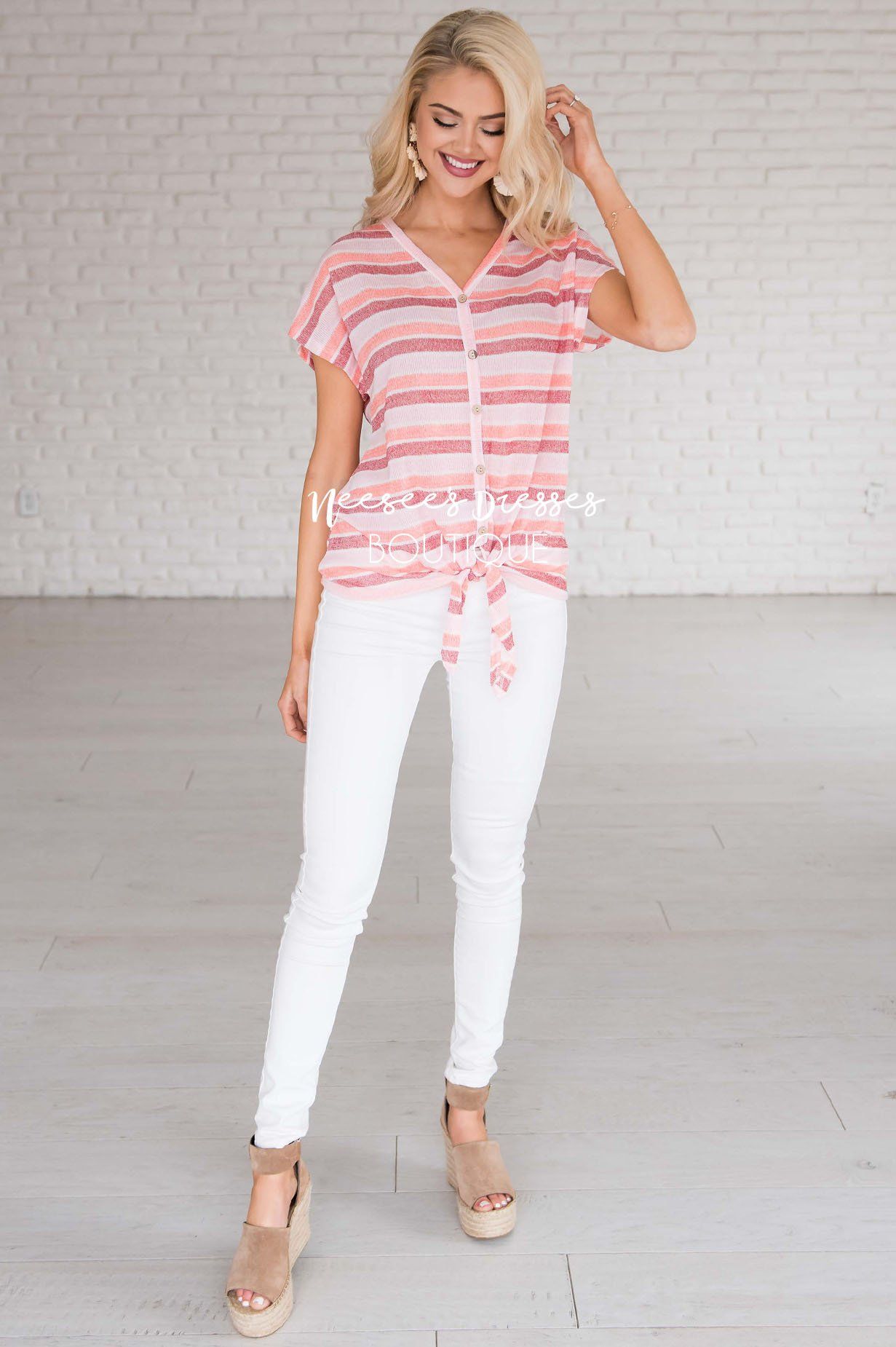 Take A Chance Stripe Tie Top