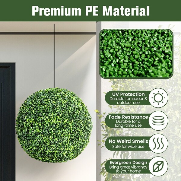 2 Pieces Artificial Boxwood Topiary UV Protected Indoor Outdoor Balls