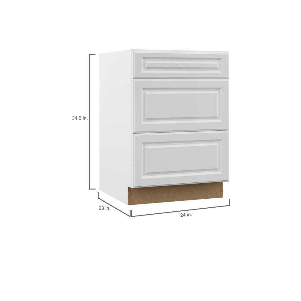 Hampton Bay Designer Series Elgin Assembled 24x34.5x23.75 in. Drawer Base Kitchen Cabinet in White B3D24-ELWH