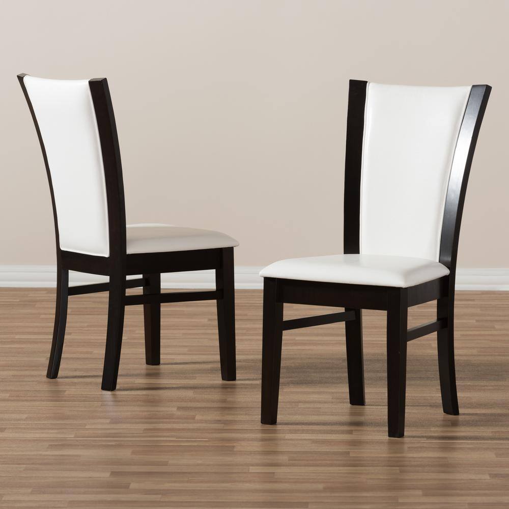 Baxton Studio Adley White and Dark Brown Faux Leather Dining Chair (Set of 2) 2PC-8034-HD