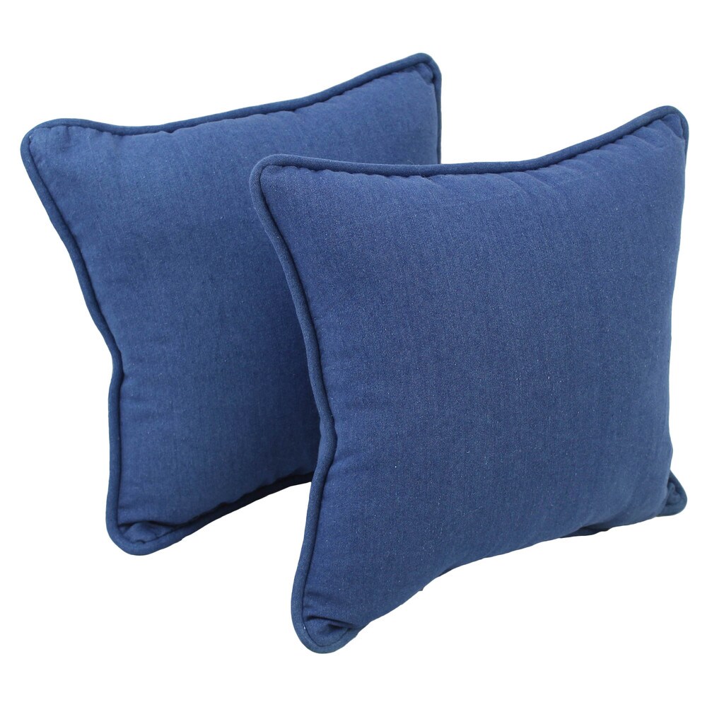 Blazing Needles 18 inch Corded Blue Denim Throw Pillows (Set of 2)