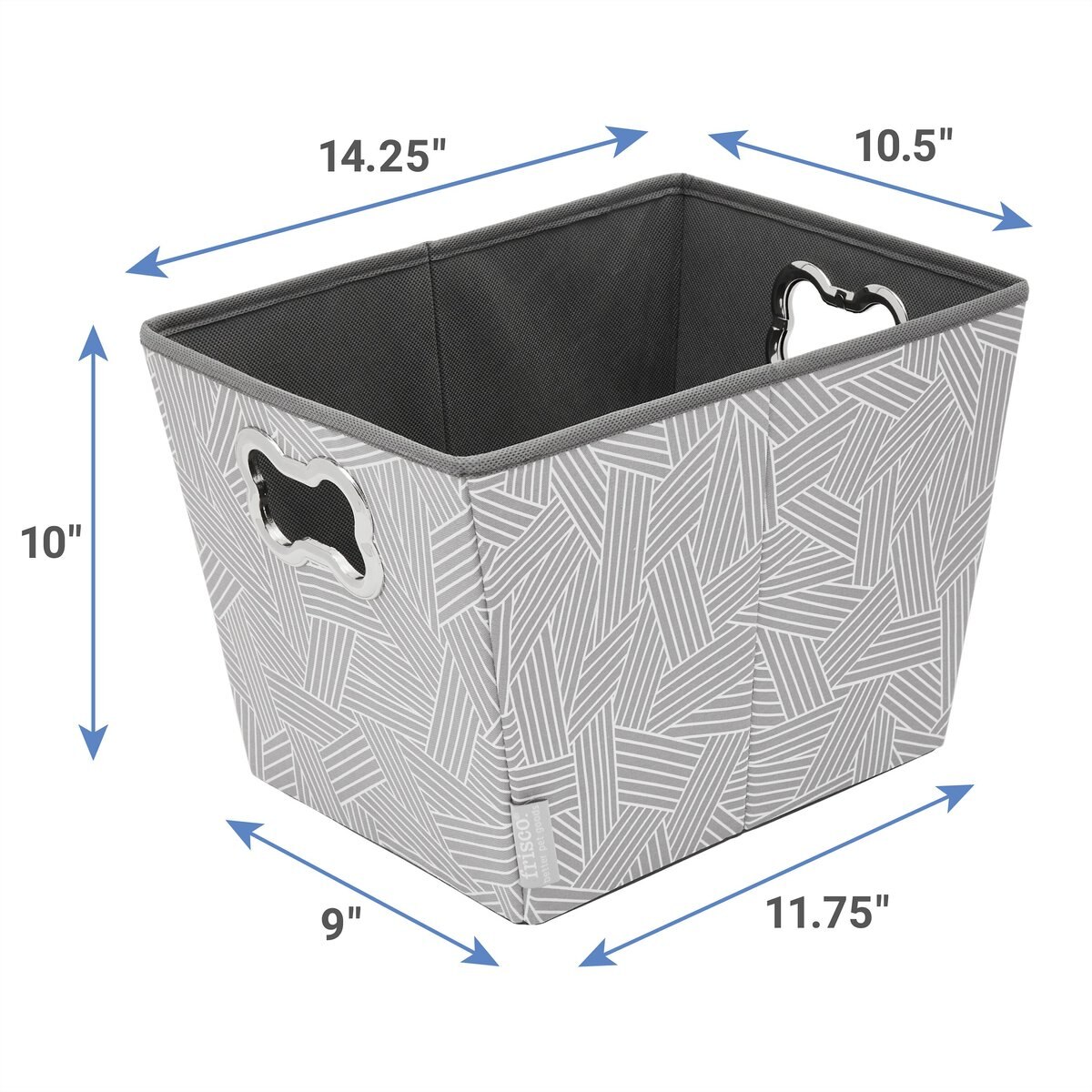 Frisco Rectangle Collapsible Pet Toy Storage Bin， Gray Basket Weave