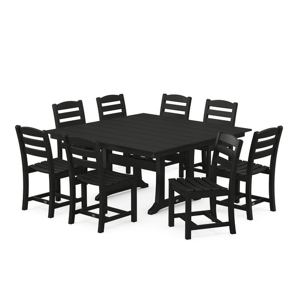 POLYWOOD La Casa Cafe 9Piece Farmhouse Trestle Dining Set