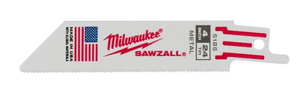 Milwaukee 4 in. 24TPI SAWZALL Blade 5PK 48-00-5185 from Milwaukee