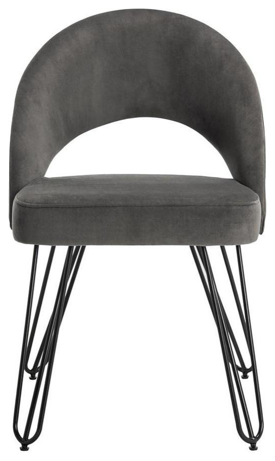 Vinnie Velvet Retro Dining Chair  Set of 2  Dark Gray   Midcentury   Dining Chairs   by V.S.D Furniture  Houzz