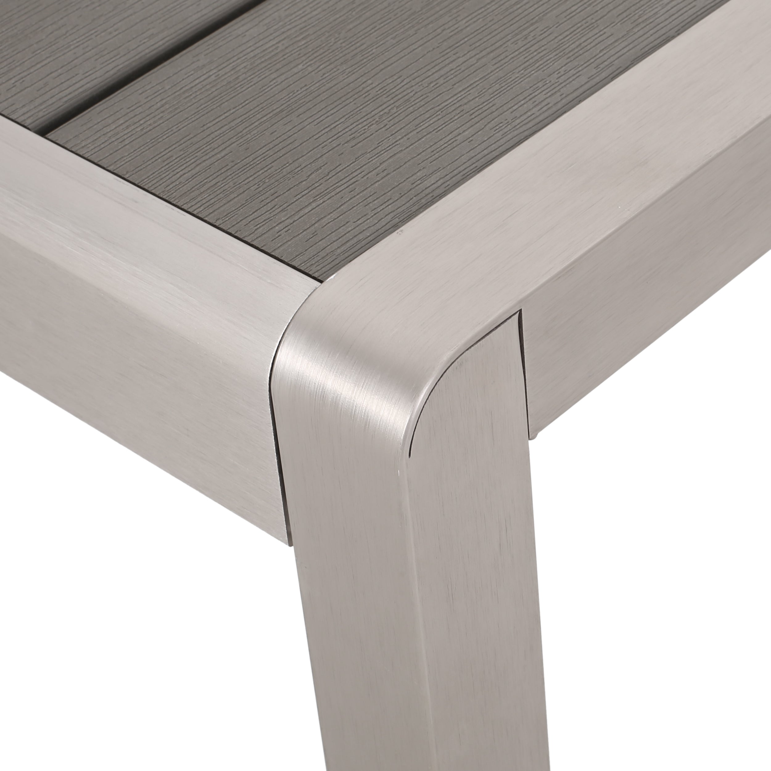 Cherie Outdoor Modern Aluminum Dining Bench with Faux Wood Seat