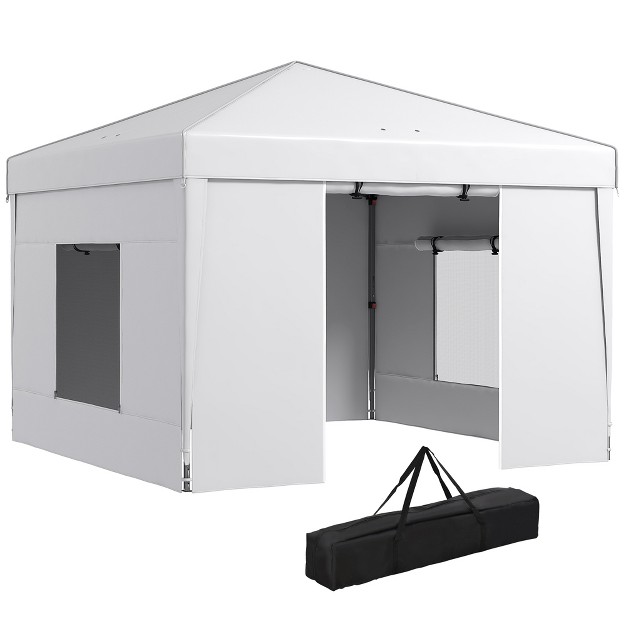 Outsunny 9 7 x27 X 9 7 x27 Pop Up Canopy With Sidewalls Portable Canopy Tent With 2 Mesh Windows Reflective Strips Carry Bag