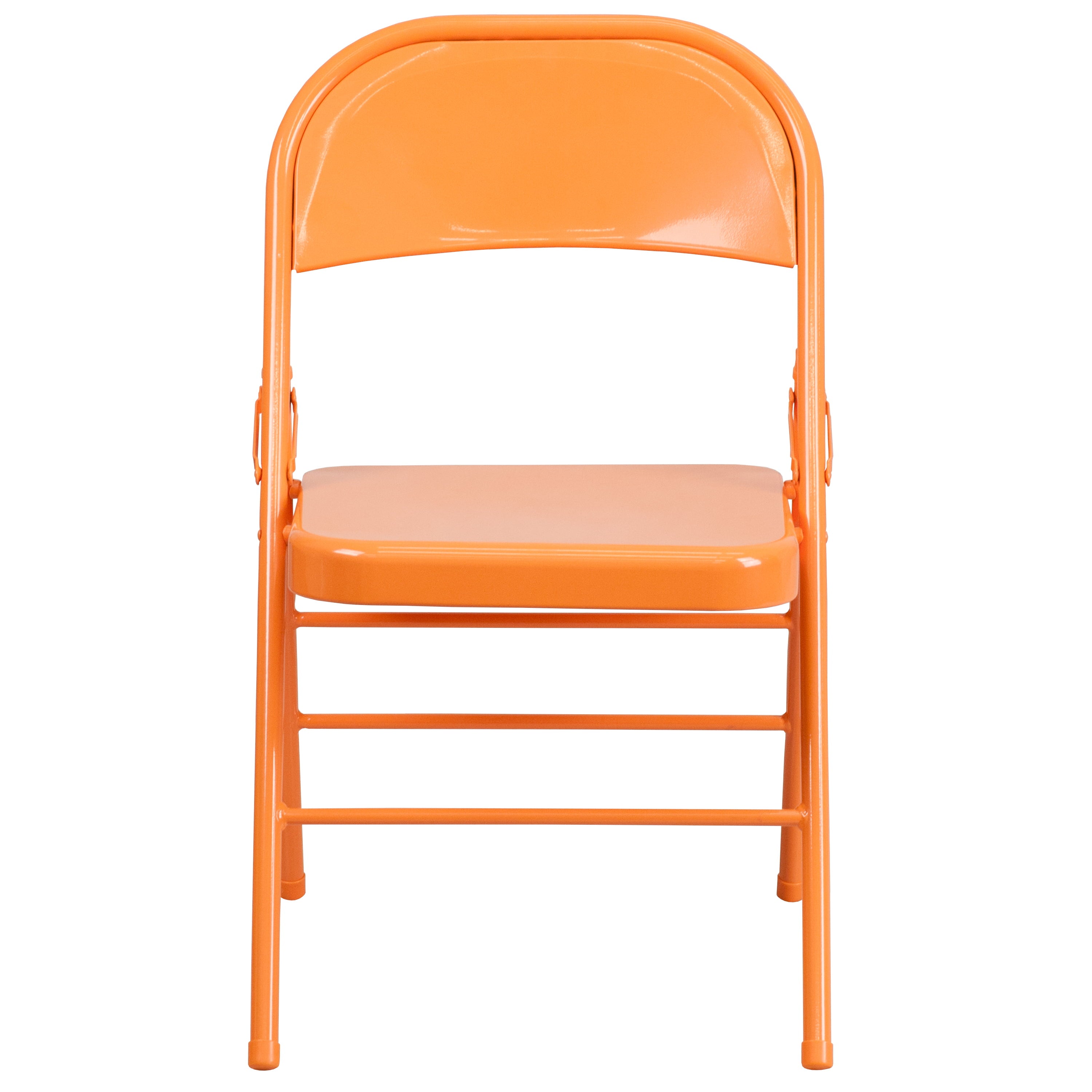 Flash Furniture 4 Pack HERCULES COLORBURST Series Orange Marmalade Triple Braced & Double Hinged Metal Folding Chair