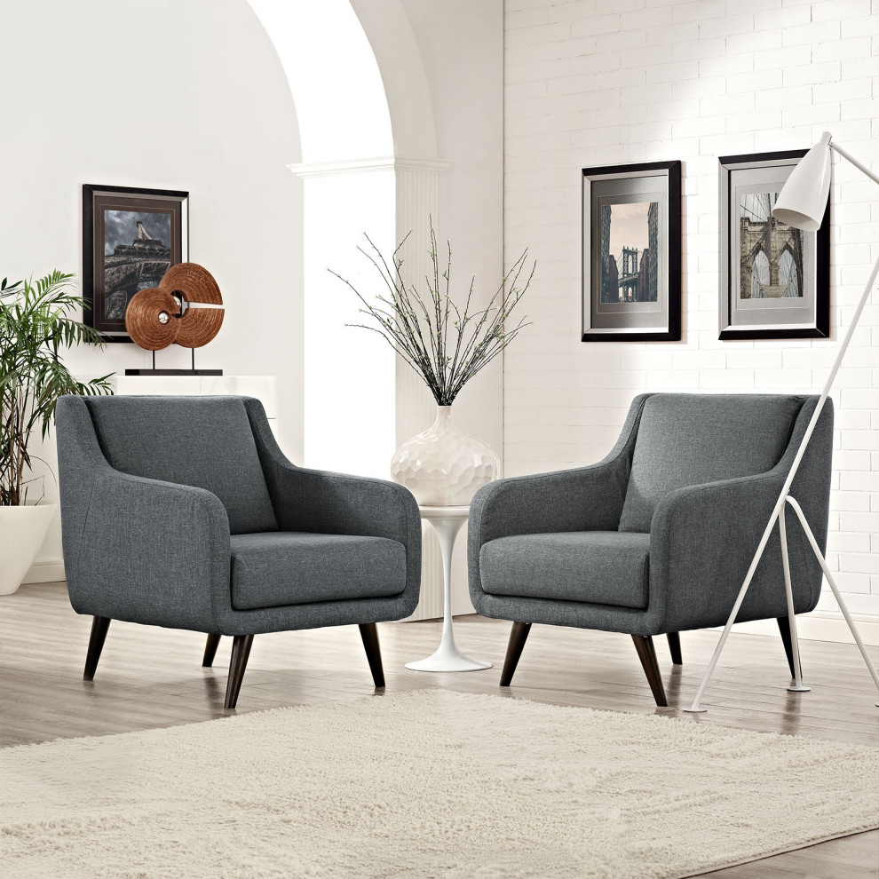 Gray Verve Armchairs Set of 2   Midcentury   Armchairs And Accent Chairs   by Homesquare  Houzz