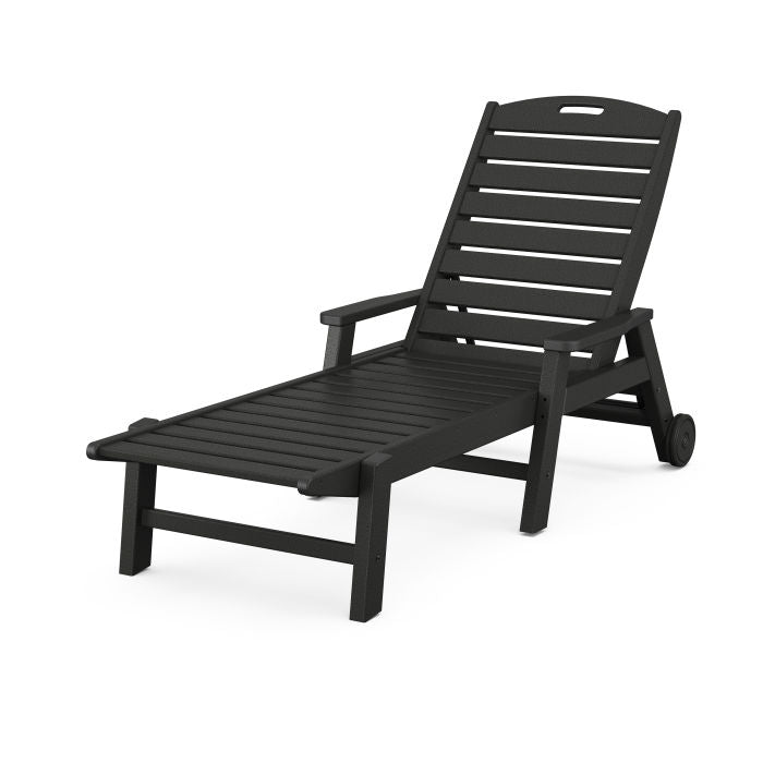 Polywood Nautical Pool Chaise with Arms & Wheels