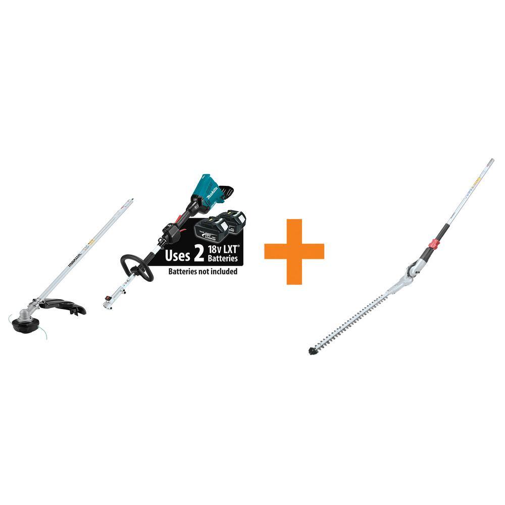 Makita 18V X2 (36V) LXT Couple Shaft Power Head (Tool Only) with String Trimmer and Articulating Hedge Trimmer Attachment XUX01ZM5EN401MP