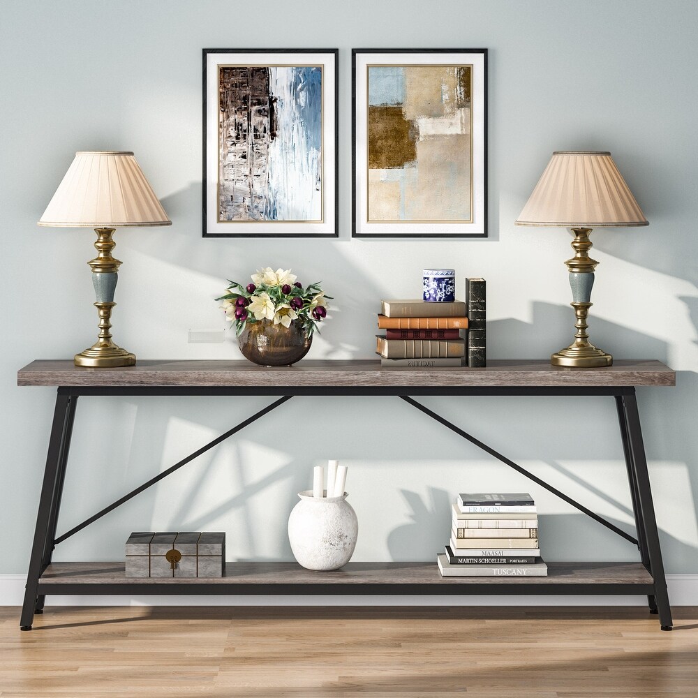 Long Entryway Table  70.9 Inch Vintage Industrial Sofa Console Table