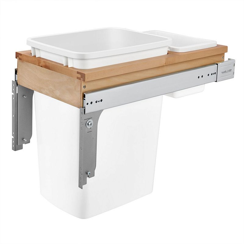 Rev-A-Shelf Single Pull Out Top Mount Trash Can 35 Quart， White， 4WCTM-12DM1