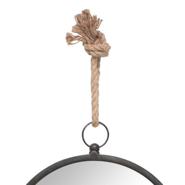 Large Round Metal Wall Mirror With Rope Hanging Loop Stonebriar Collection