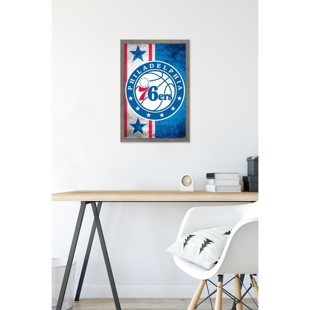 Trends International Nba Philadelphia 76ers Logo 15 Framed Wall Poster Prints