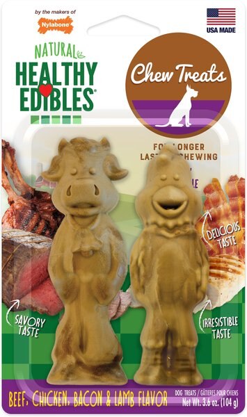 Nylabone Natural Healthy Edibles Beef， Chicken， Bacon and Lamb Flavor Grain-Free Dog Treats