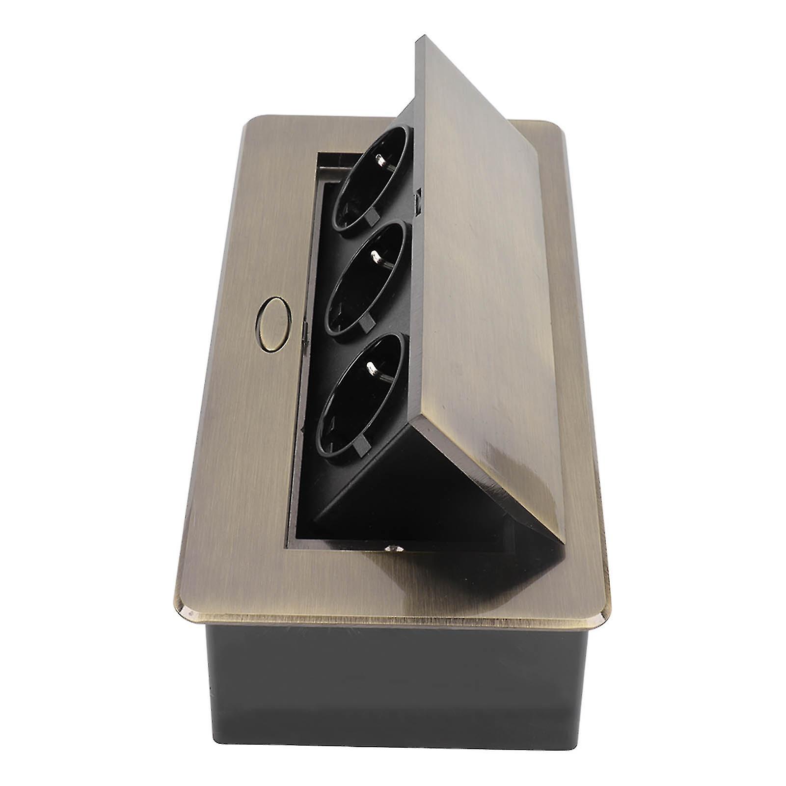 Power Strip Bronze Concealed Good Sealing Outlet Table Connection Box for Meeting Room EU Plug 250V