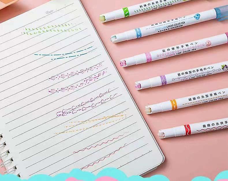 Dual Tip Pens With 6 Different Curve Shapes-6pcs