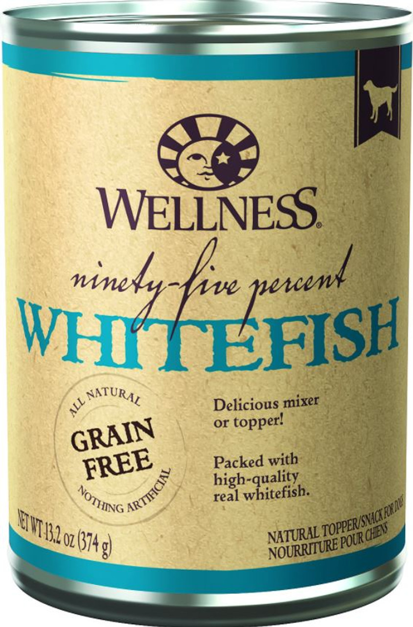 Wellness 95% Whitefish All-Natural Grain-Free Canned Dog Food， 12.5oz.