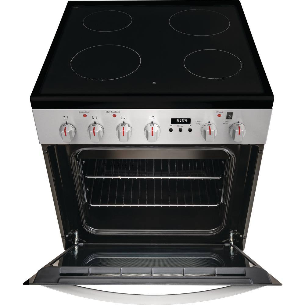 Frigidaire 24 in. Freestanding Electric Range in Stainless Steel with 4 Smoothtop Elements FCFE2425AS