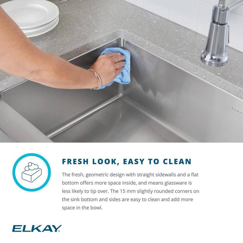 Elkay Crosstown 18-Gauge Stainless Steel 31.5 in Double Bowl Undermount Workstation Kitchen Sink with Aqua Divide and Faucet ECTRUA31169TFCW