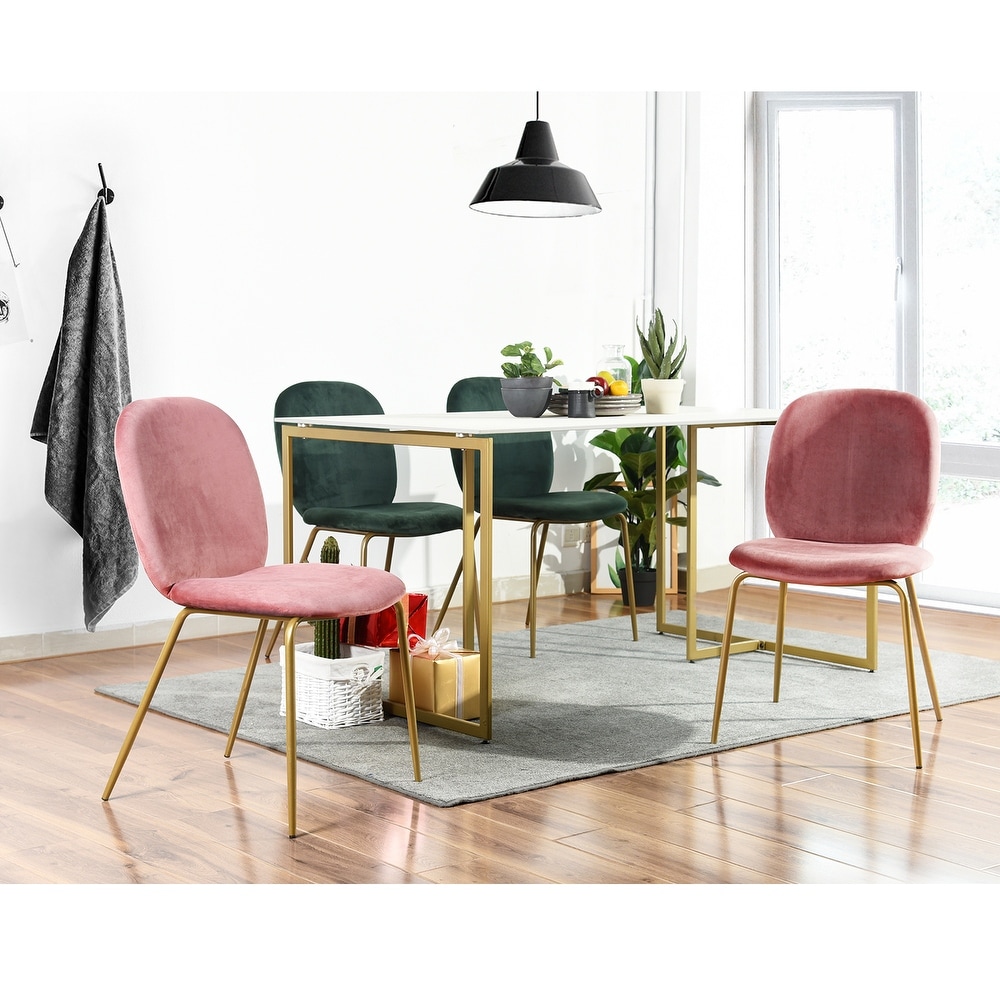 Mid Century Modern Upholstered Velvet 5 Piece Gold Dining Set