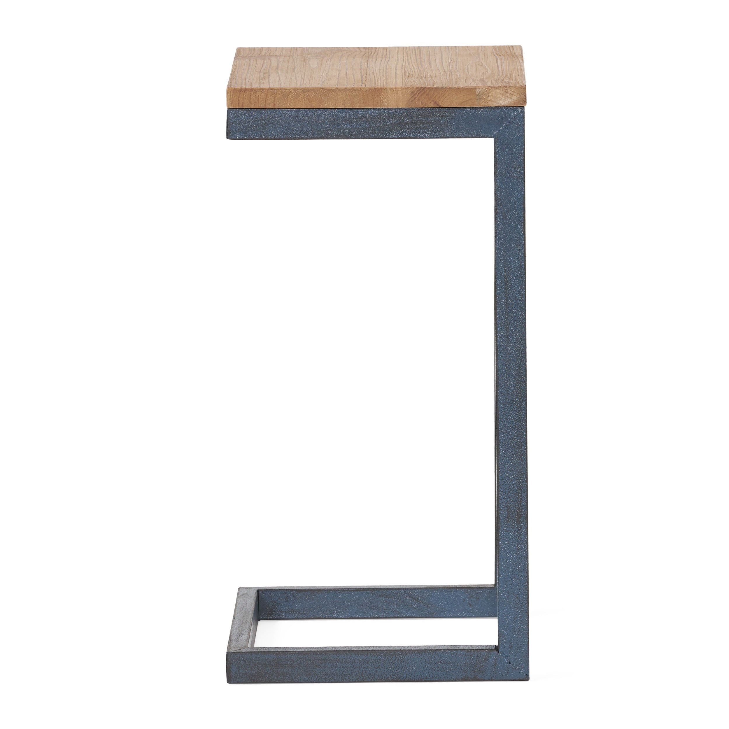 Ramona Modern Industrial Firwood C-Shaped Accent Side Table with Iron Frame