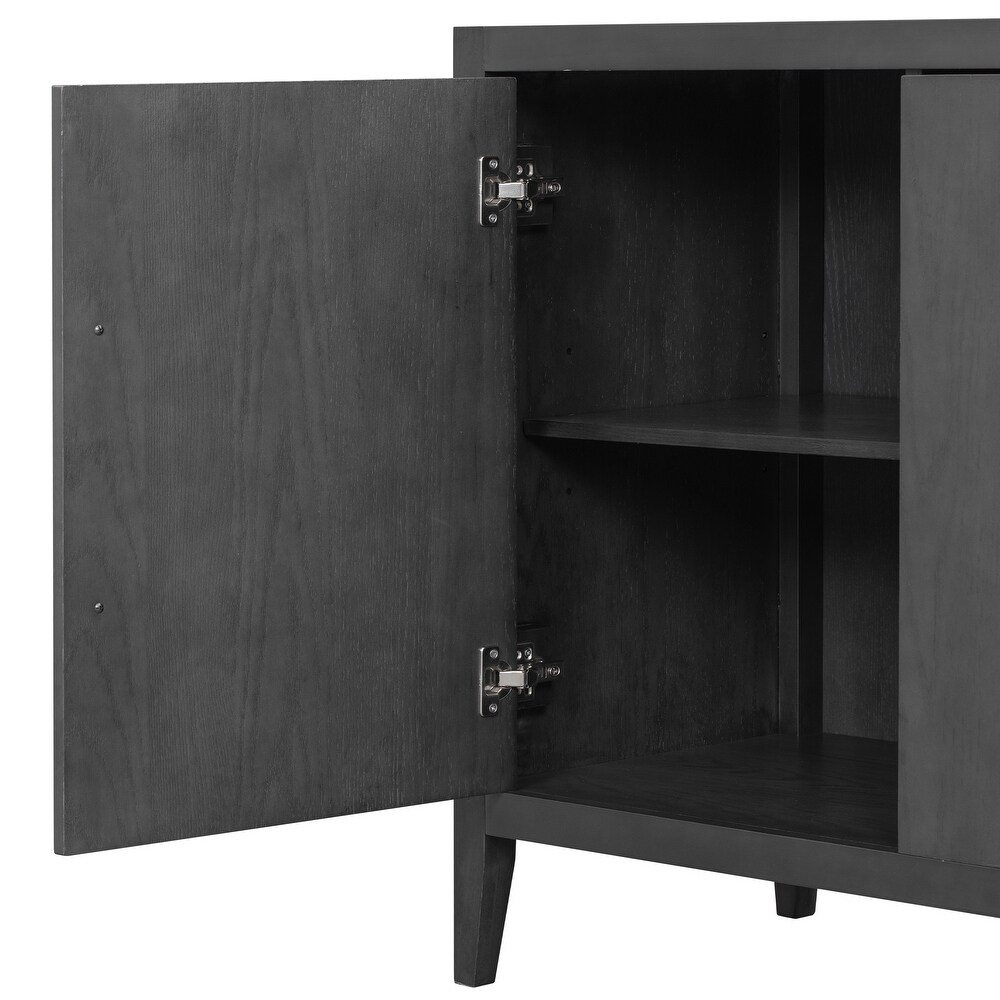 Modern Storage Cabinet Sideboard with 3 Metal Handles   3 Doors  Wooden Cabinet with Adjustable Shelf for Entryway  Living Room