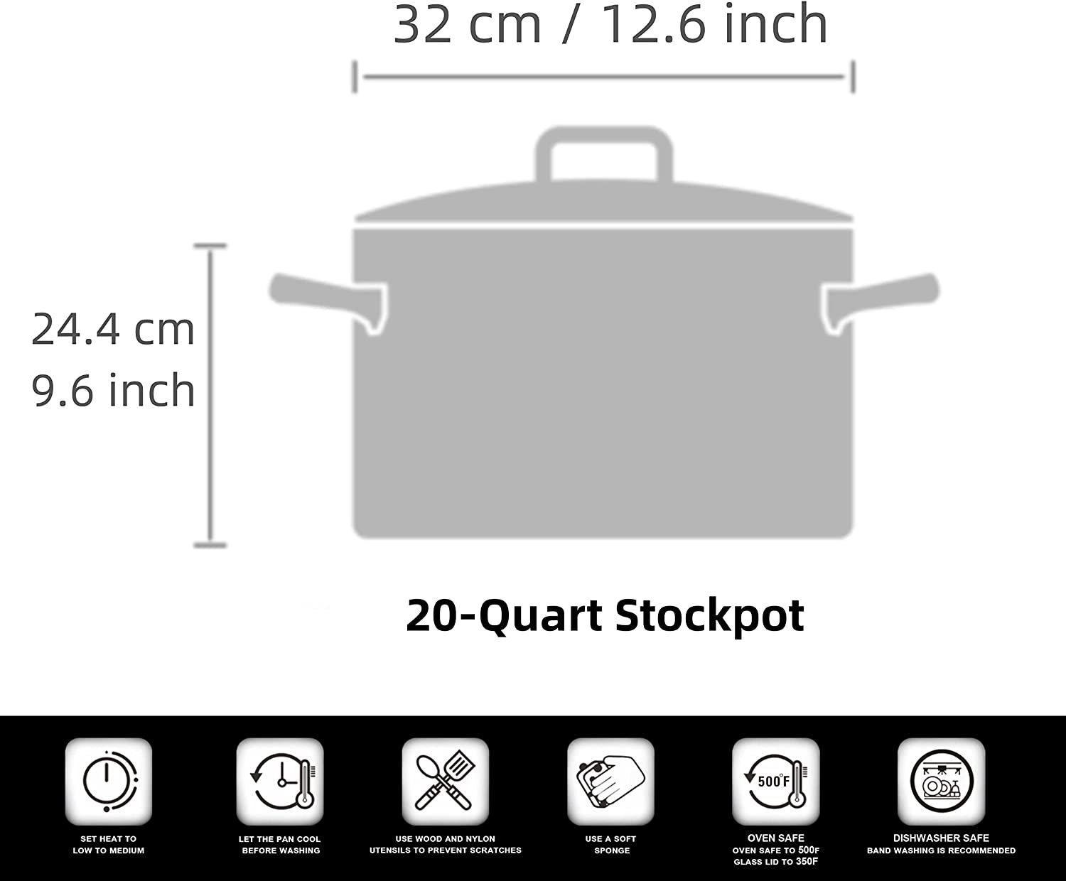 Cook N Home 00335 Stainless Steel Saucepot with Lid 20-Quart Stockpot， Silver